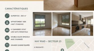 ✨ APPARTEMENT DE STANDING À LOUER – HAY RIAD ✨