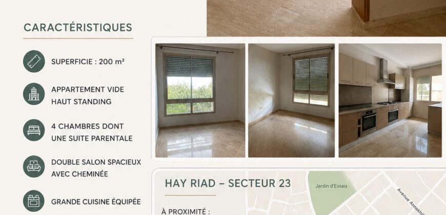  ✨ APPARTEMENT DE STANDING À LOUER – HAY RIAD ✨
