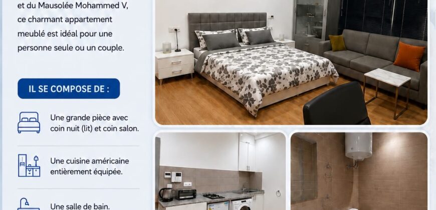 Appartement meublé à louer Hassan Rabat – Proche Tour Hassan