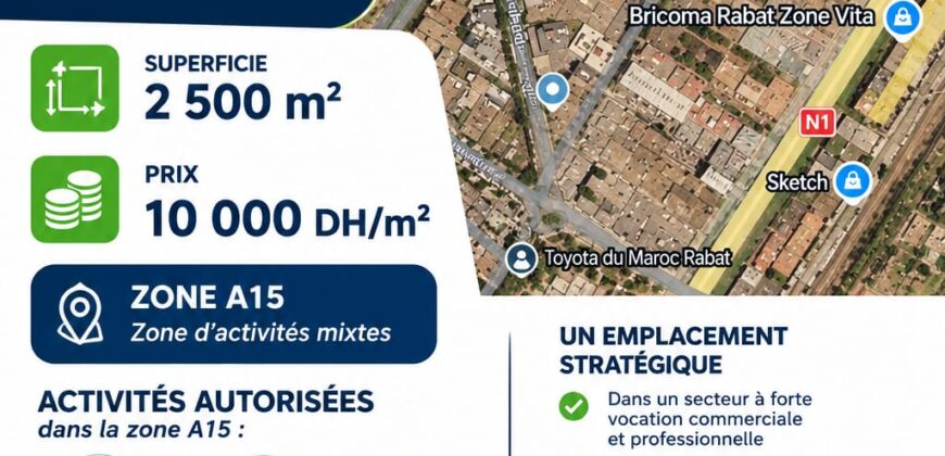 Terrain commercial à vendre – Rabat Kamra